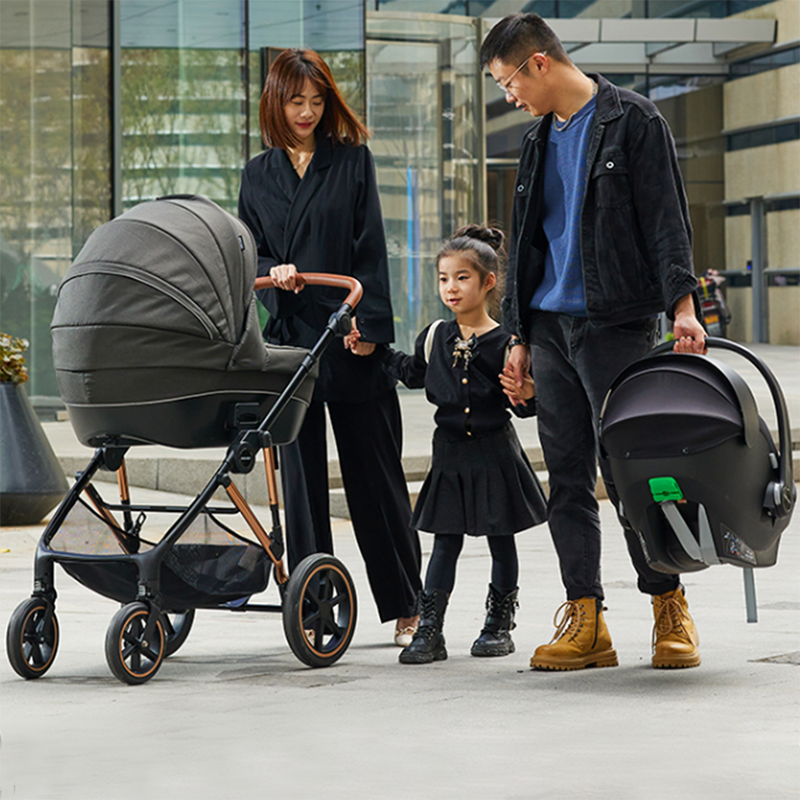 Luxe hoge landschap kinderwagen draagbare opvouwbare verstelbare kinderwagen met wieg RA-U09